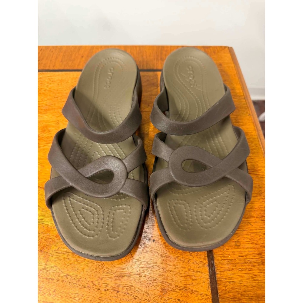 Crocs Meleen‎ Twist Sandals Womens 11 Espresso Brown Comfort Slides 202492
